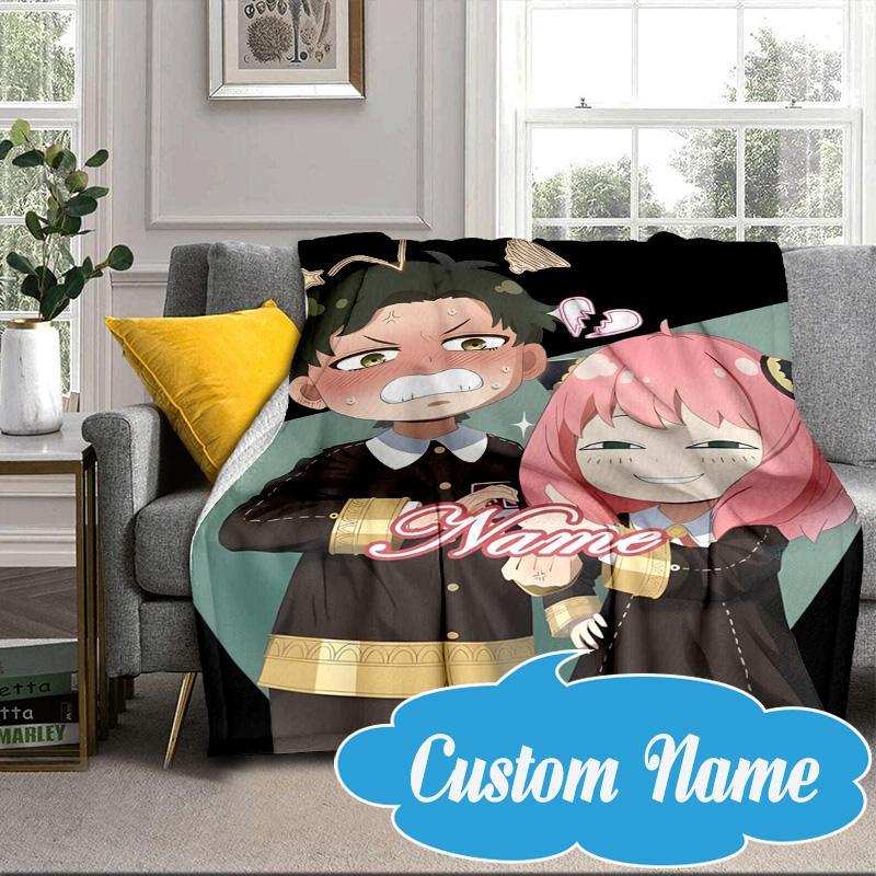 Custom Name Anya Sweet Fan Family Blanket Bed Sofa Blanket Flannel Blanket for Camping, Hiking, Picnic Essentials,gift for Fan Family