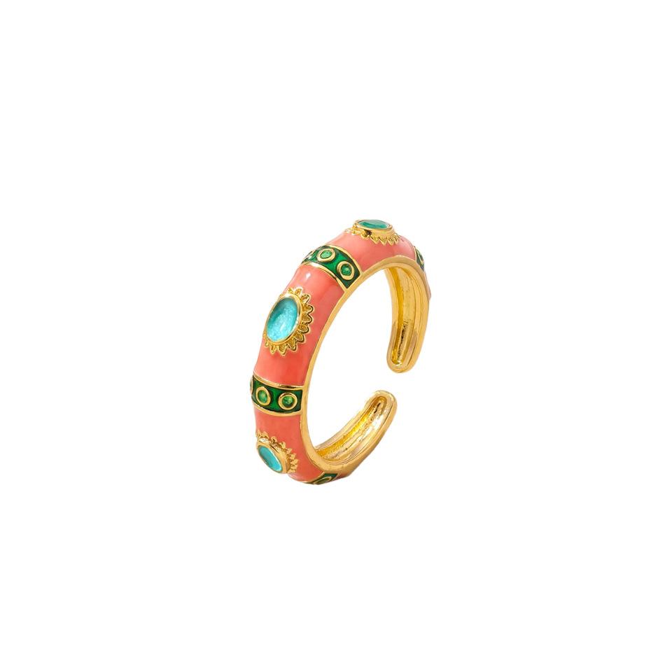 Hot-selling rings, polka dot enamel color open rings, retro color matching design, bohemian jewelry accessories