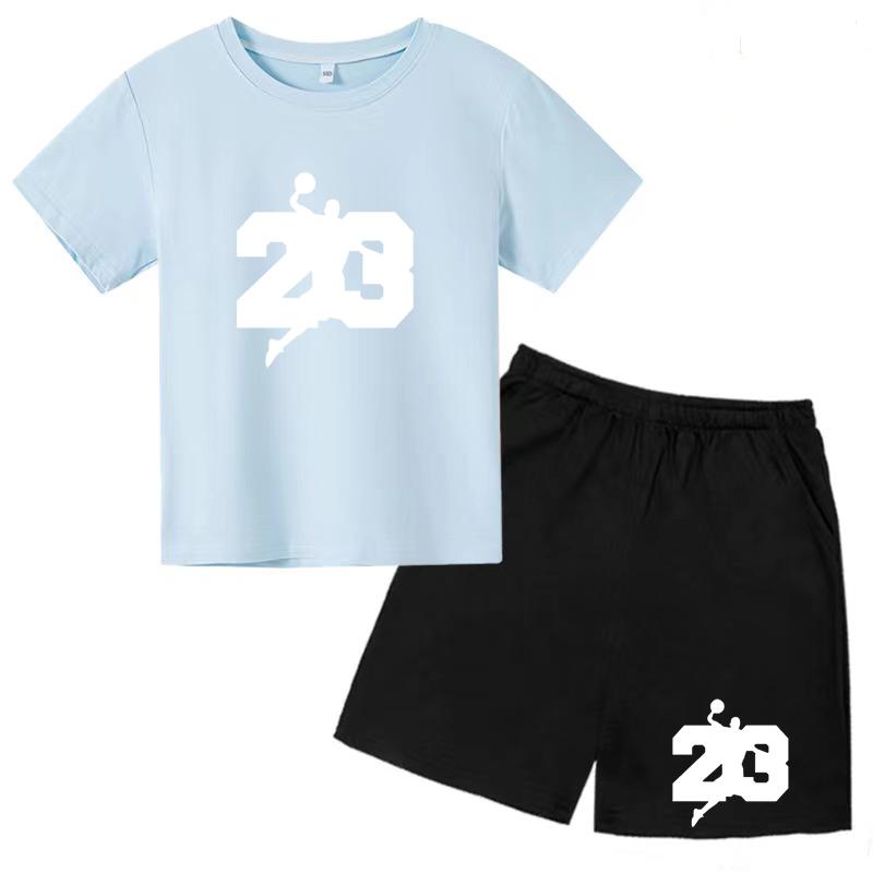Basketball T-shirt Training Clothes Summer Children's Shirt + Shorts 2-piece Set Girls Boys Sports Casual Charming Top