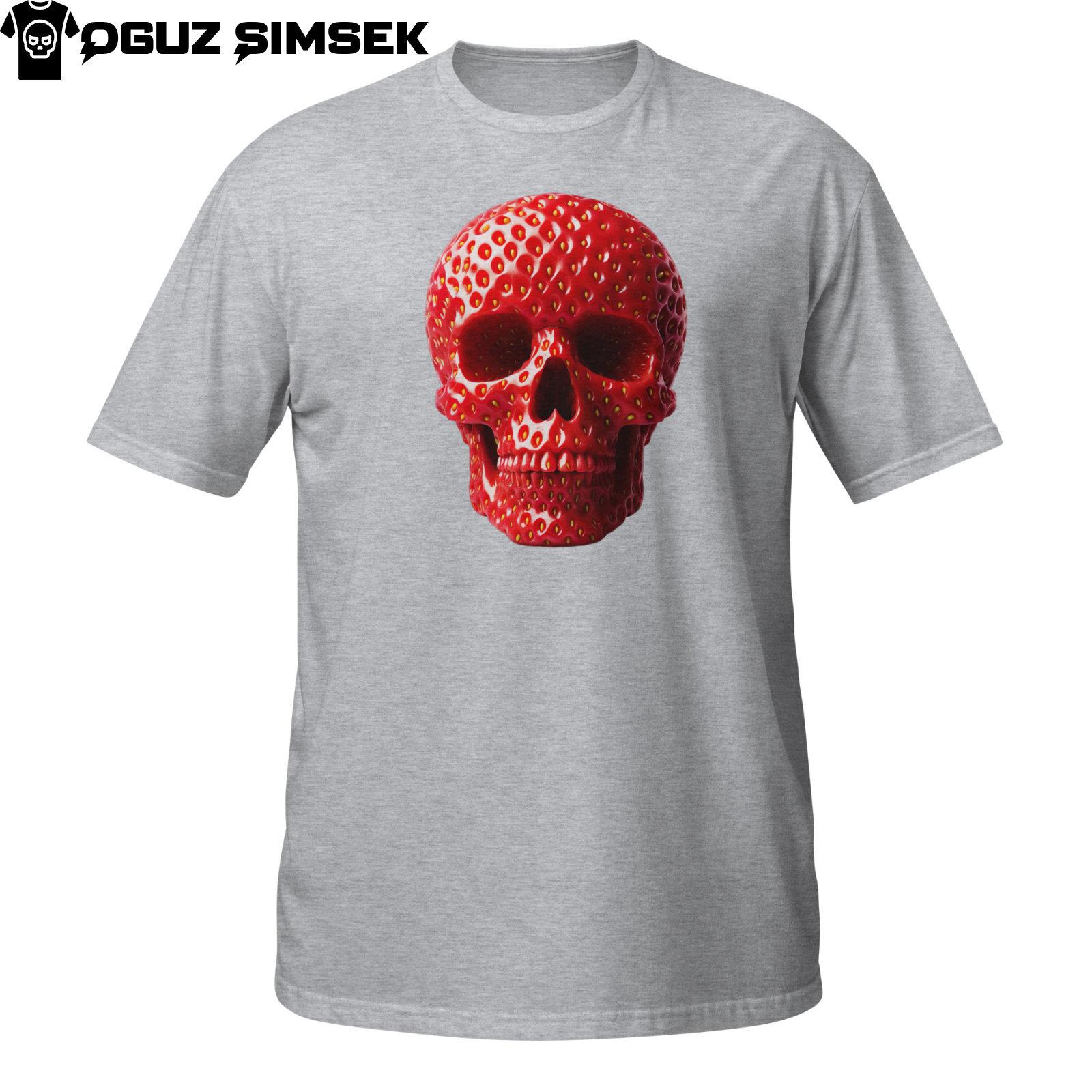 Intriguing Strawberry Human-Skull Design T-Shirt Mens Womens Tees Top Unisex Short-Sleeve Shirt M