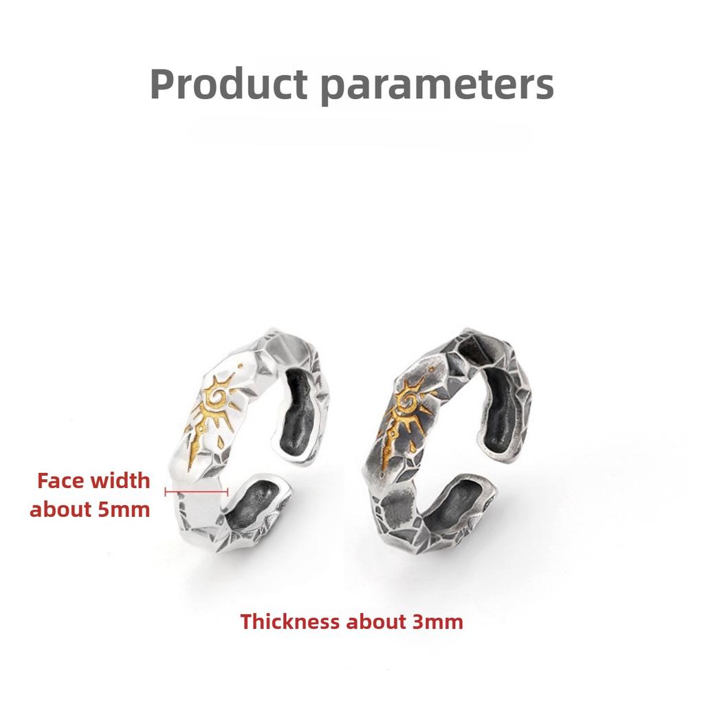 Anello Totem Pietra dei Desideri Regolabile, Gioielli Punk in Acciaio Inossidabile per Donne Uomini, Vestibilità Comoda Usura Quotidiana Idea Regalo