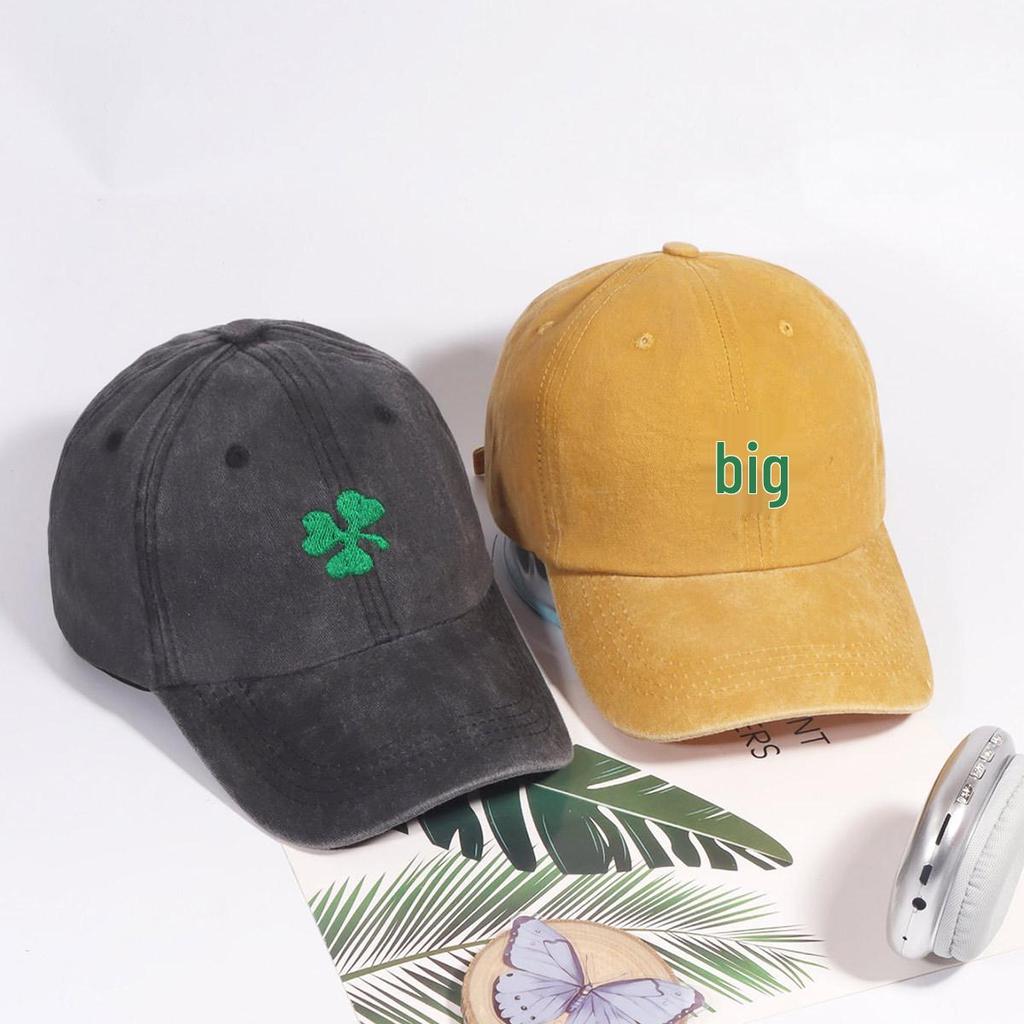 Spring/Summer Korean Style Clover Embroidery Baseball Cap - Sun Protection Duckbill Hat with Wide Brim