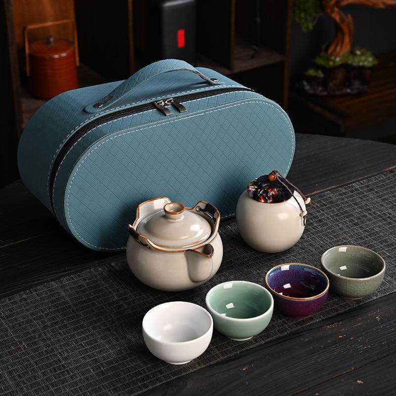 Five Famous Kilns Portable Travel Tea Set, Business Bank Company Event Gifts Can Be Used As Gift Boxes