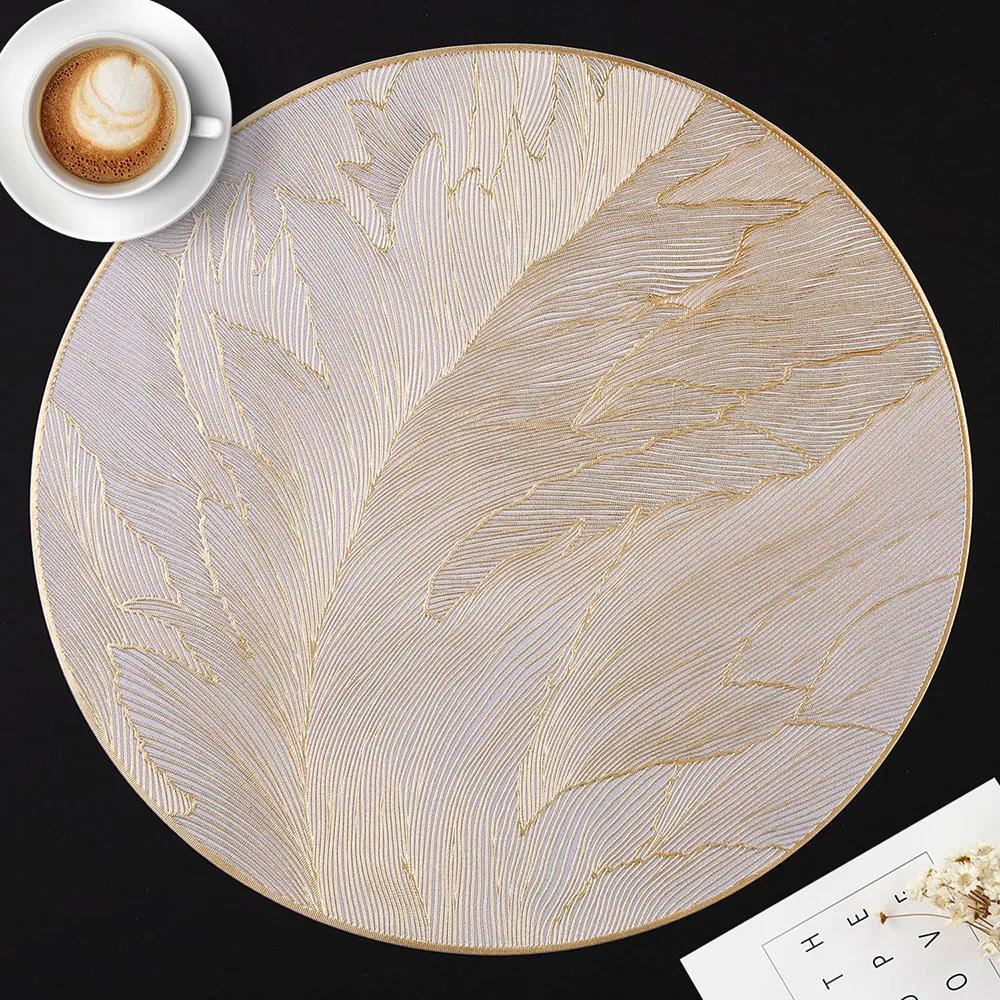 Round Vinyl Placemats Pressed Heat Resistant Non-Slip Table Mats for Dinner Wedding Party Holiday Table Decoration