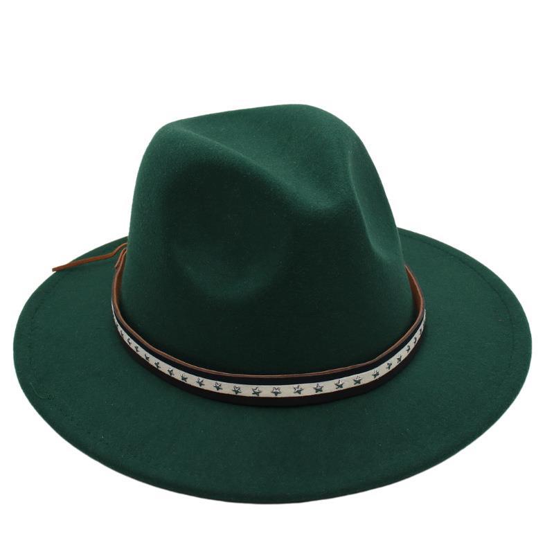 Foreign Trade Retro Top Hat Pentagram Jazz Hat Men'S And Women'S Felt Hat European And American Style Hat Woolen Hat Wool