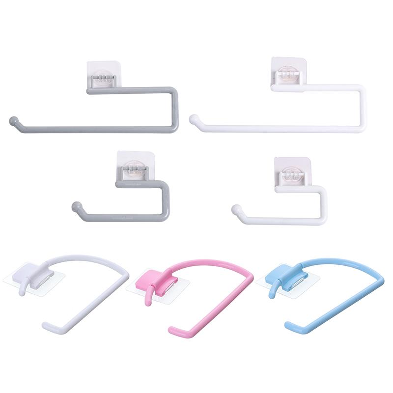 Kitchen Paper Towel Rack Punch-free Plastic Lazy Rag Holder Non-marking Roll Paper Cling Film Wall Hanging Rack Storage Shelf