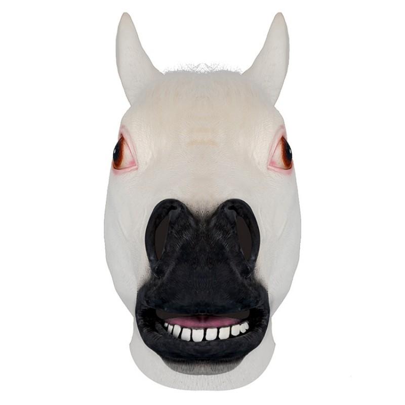 Halloween Cosplay Horse Mask White Brown Black Latex Animal Head Carnival Party