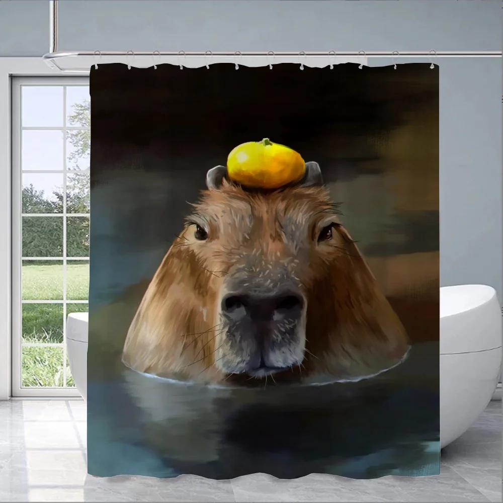 Capybara Bathroom Shower Curtain Cloth Curtains Bath Cover Waterproof Fabric Full 200x180 Curtins Funny Products Household Home
