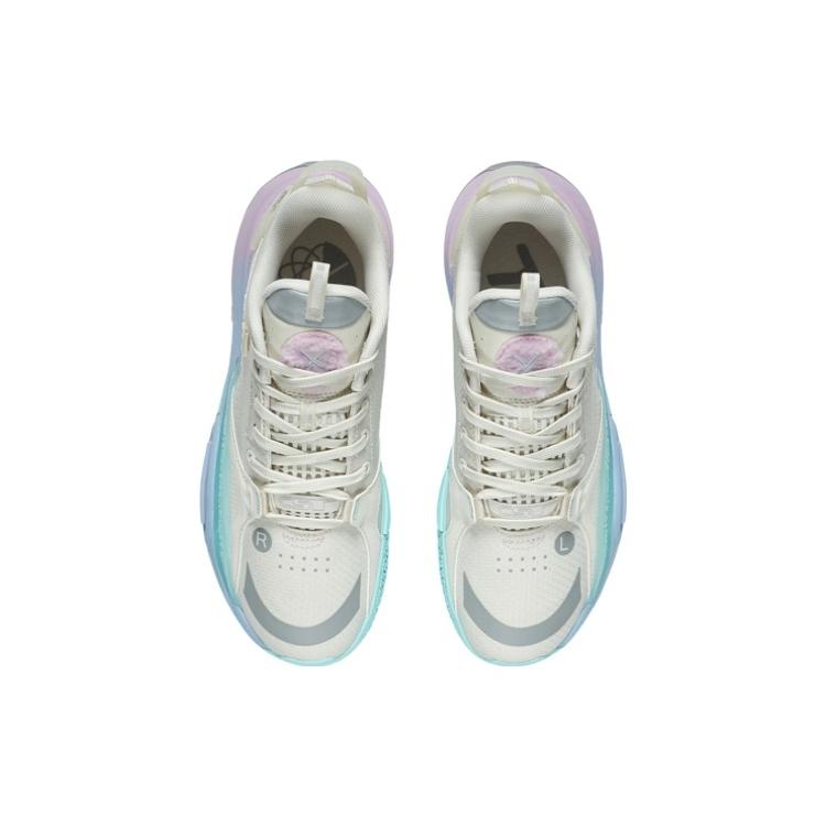 Li Ning All City 10 Youth Edition Low top Children's Basketball Shoes White Blue Purple Youth Edition Unisex ABPS009-1