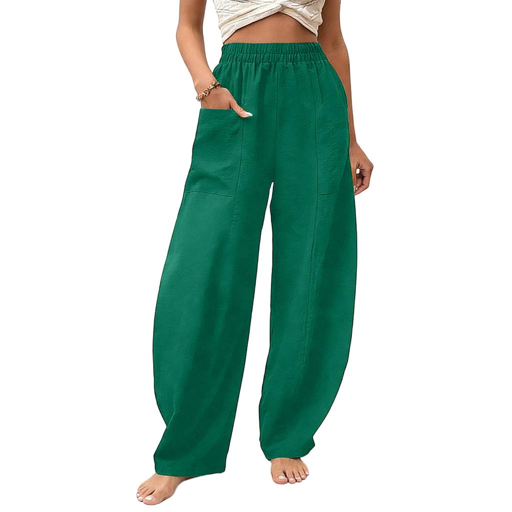Women's Color Pants Straight Leg Pants With Pockets, Casual Wide Leg Pants