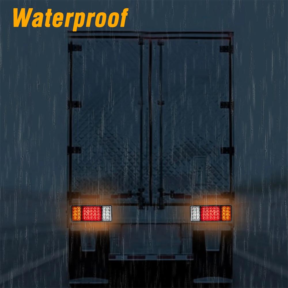 2pcs Waterproof 12V 36 LED Taillights Car 24v Truck RV Van Bus Rear Tail Trailer Lights Signal Indicator Brake Stop Reverse Lamp