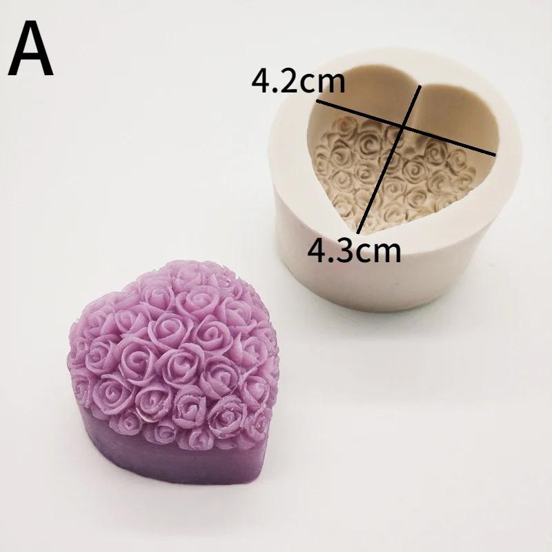 3D Love Rose Silicone Candle Mold Handmade Flower Crafts Resin Plaster Soap Molds for Valentine's Day Decoration Gift