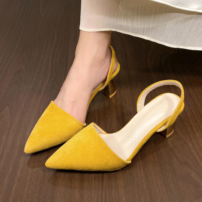 Shoes for Women Hot Sale Slingbacks Women's High Heels Shallow Mouth Office and Career Sexy Slip-on Toe Cap Gladiator Sandals