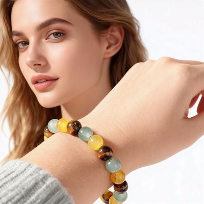 Festive Gifts Tiger Eye Yellow Agate Green Aventurine Beaded Bracelet Natural Fashion Jewelry For Men Women Daily Wear Gift