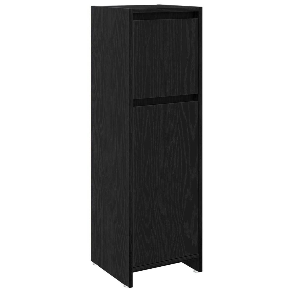 Bathroom Cabinet with Door Black Oak Look 30 x 30 x 95 cm