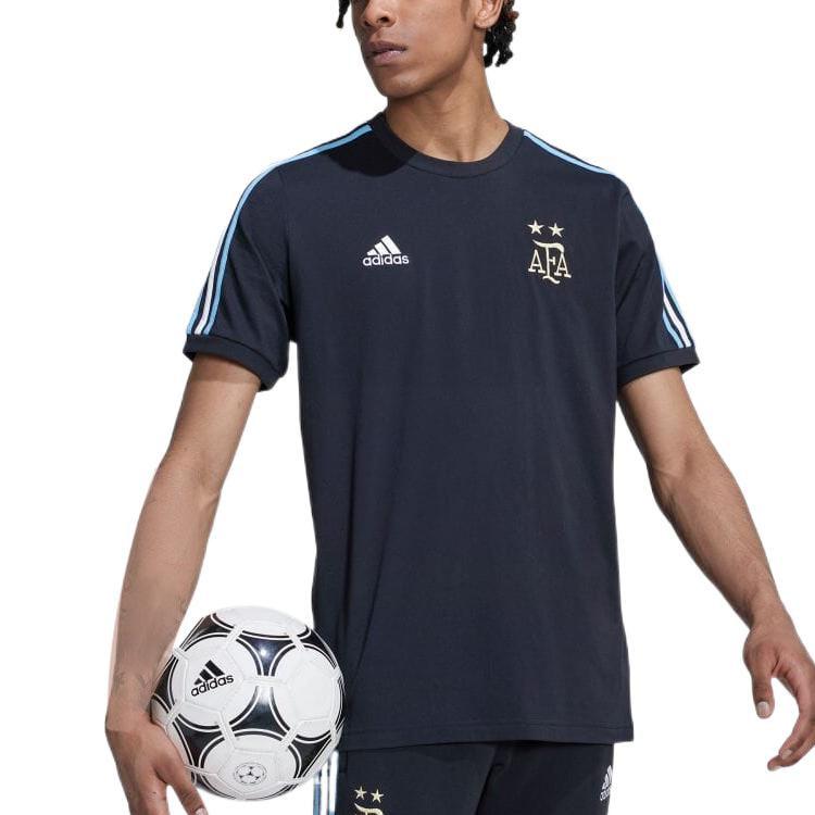 adidas Maglia da Calcio a Maniche Corte con Stemma della Nazionale Argentina Ricamato e Tre Strisce Uomo Top Nero HF3949