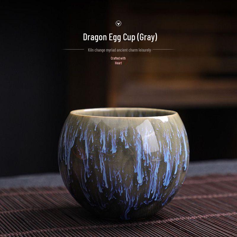 Dragon Egg Jianzhan Ceramic Tea Cup Set - Kung Fu Style with Five Elements Design