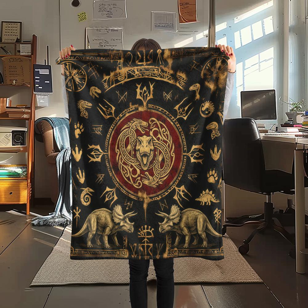 Viking Animal Patterns Print Flannel Blanket High Quality Comfortable for All Seasons Home Decor Warmth and Comfort Perfect for Christmas Gifts