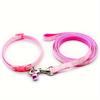 Pet Dog Collar and Leash Set, Cute Paw Pattern Nylon Dog Collar with Bell Long Dog Walking Leash