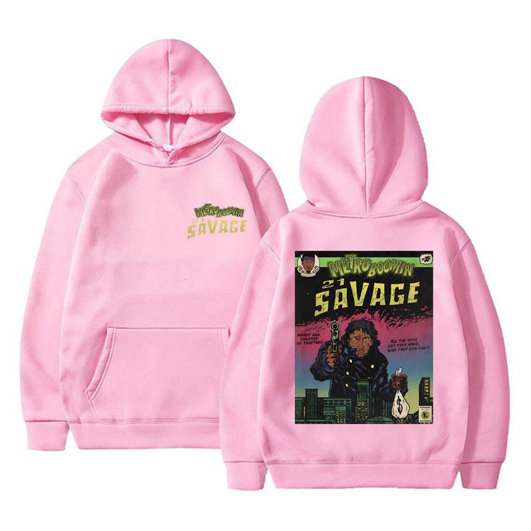 Rapper Metro Boomin 21 Savage Print Hoodie Men's Fashion Clothing Vintage Black Sweatshirt Men Hip Hop Clothes Oversized Hoodies