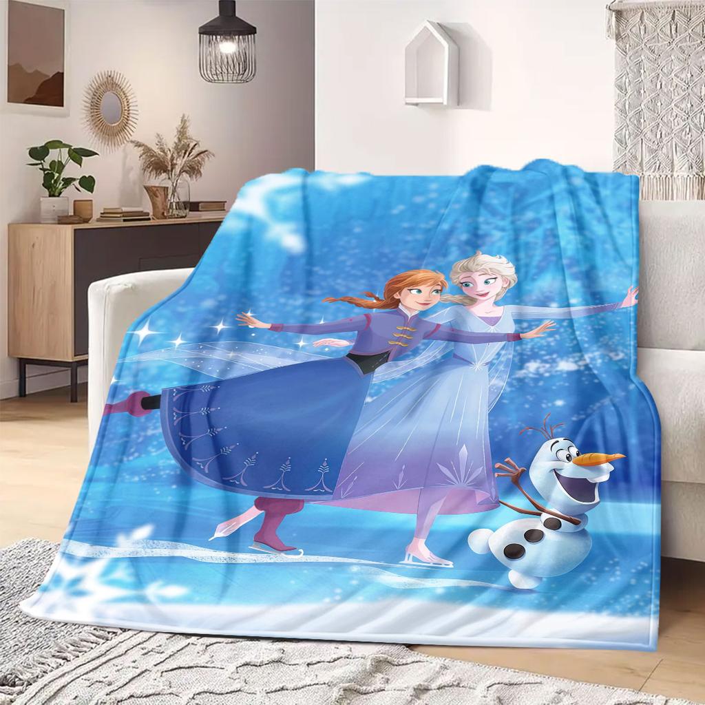 Frozen Flannel Blanket Cartoon Print Design for Travel Picnics Bedrooms Sofas Beds Chairs Home Decor Various Sizes Available