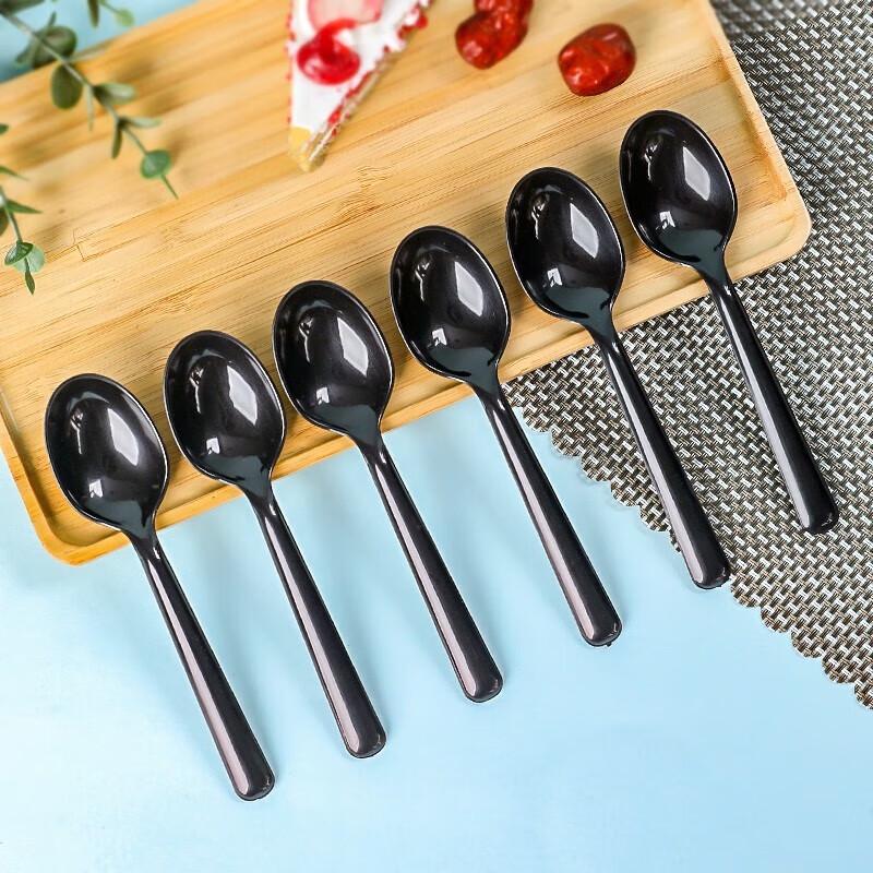 80-Pack Disposable Black Long Handle Spoons