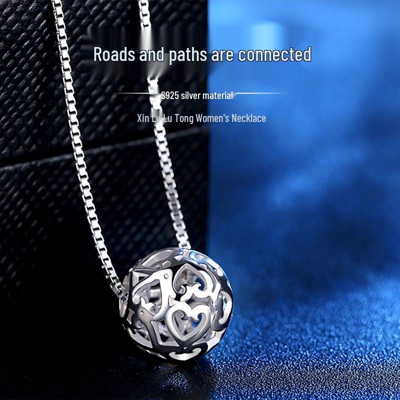Trendy Hollow Round Bead Pendant Necklace for Women