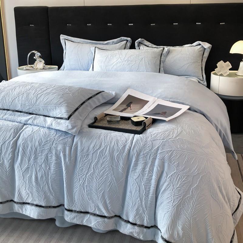 Thickened Milk Fleece Four-Piece Double-Sided Fleece Quilt Cover Solid Color Bed Sheet Mattress Quilt Cover Dormitory Bedding