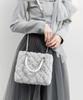 Randa Fur Quilted Blue 2-Way Handbag, Women's, FB36027,