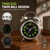 4 Inch Dial Twin Bell Alarm Clock Silver Battery Operated Alarm Clock  For Bedside Use