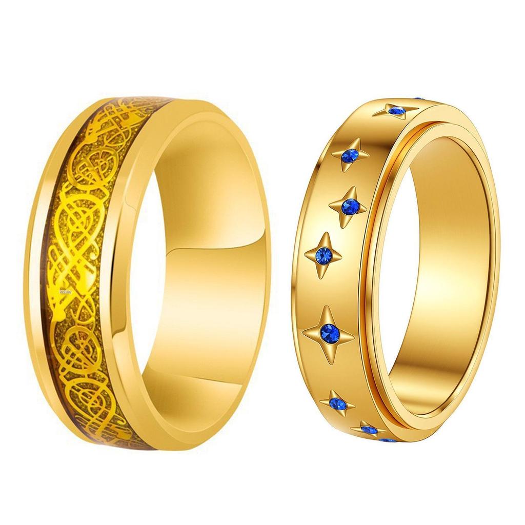 European & American Vintage High-End Stainless Steel Couple Rings