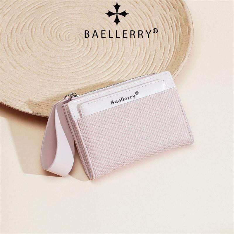 Baellerry Fashion Design Short Wallets for Women Men Casual Classic Bi-fold Purse Zipper Money Pack