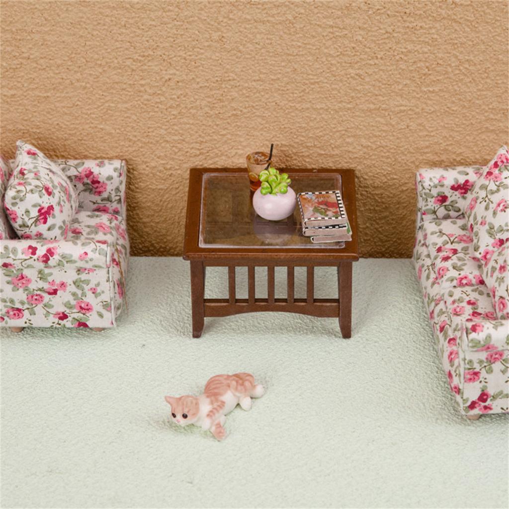 Dollhouse Furniture Mini Wooden Tea Table Dollhouse Miniature Model Doll House Decoration Doll House Accessories 1:12