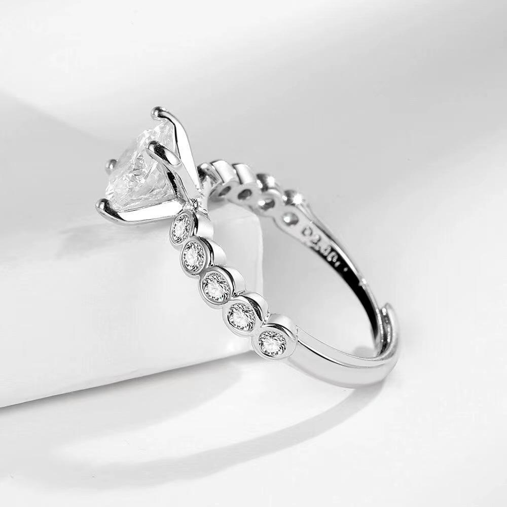 New Moissanite Ring 925 Sterling Silver Shining Adjustable Simplicity Exquisite for Women Jewelry Wedding Plated 18K White Gold