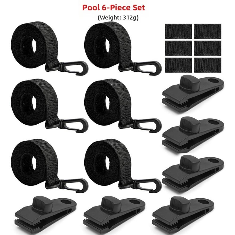 1/6Sets Black&Blue Reel Attachment Kit Windproof Solar Cover Attachment Kit Straps