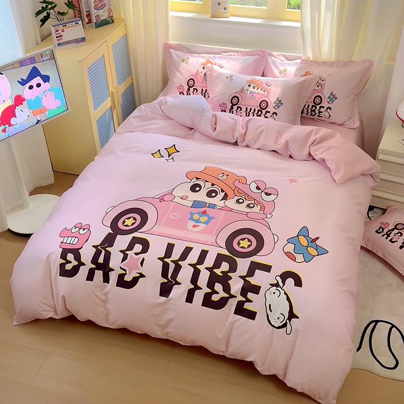 Cartoon Boys Shin-chan Single Bed Quilt Cove with Pillowcase, Bedding Set 2pcs for Kids Boys,Soft Microfiber Duvet Cover Set