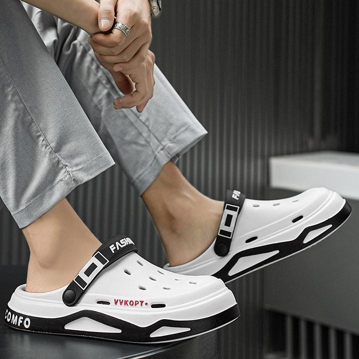 EVA სანდლები მამაკაცის ზაფხულის, სუნთქვადი, ახალი, მსუბუქი, რბილი ძირის მქონე ფეხსაცმელი, მამაკაცის ჩუსტები ორმაგი გამოყენების ქვიშის პლაჟის ფეხსაცმელი