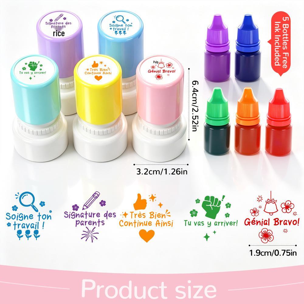 5 Morandi Color Teacher Comment Stamps: Encouragement and Reward Stamps for Kids