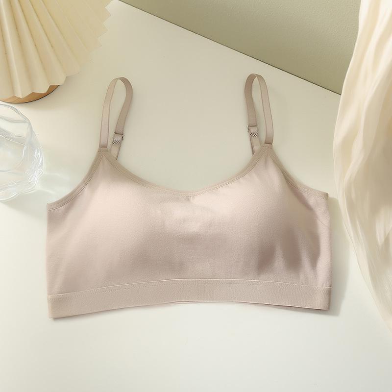 Damsport-bh i ren bomull med ryggförstärkning, justerbara axelband och fast enstyckskupa