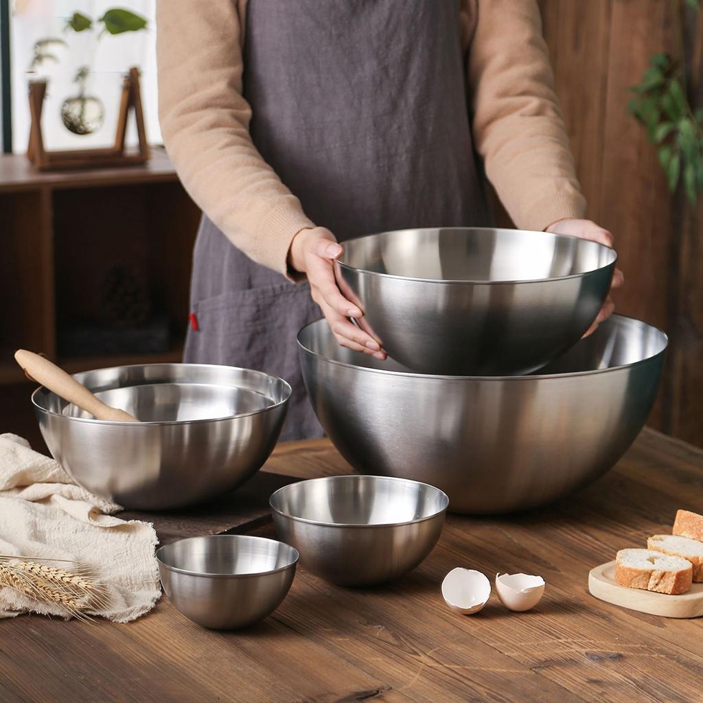 Stainless Steel Mixing Bowls Food Storage Organizers Reusable Heavy Duty for Mixing,