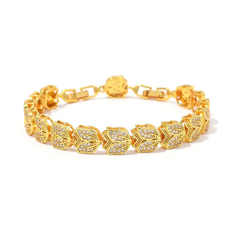 New American Bracelet with Full Set Corundum Zircon Bracelet and Flower Colored Treasure Jewelry From Europe and America