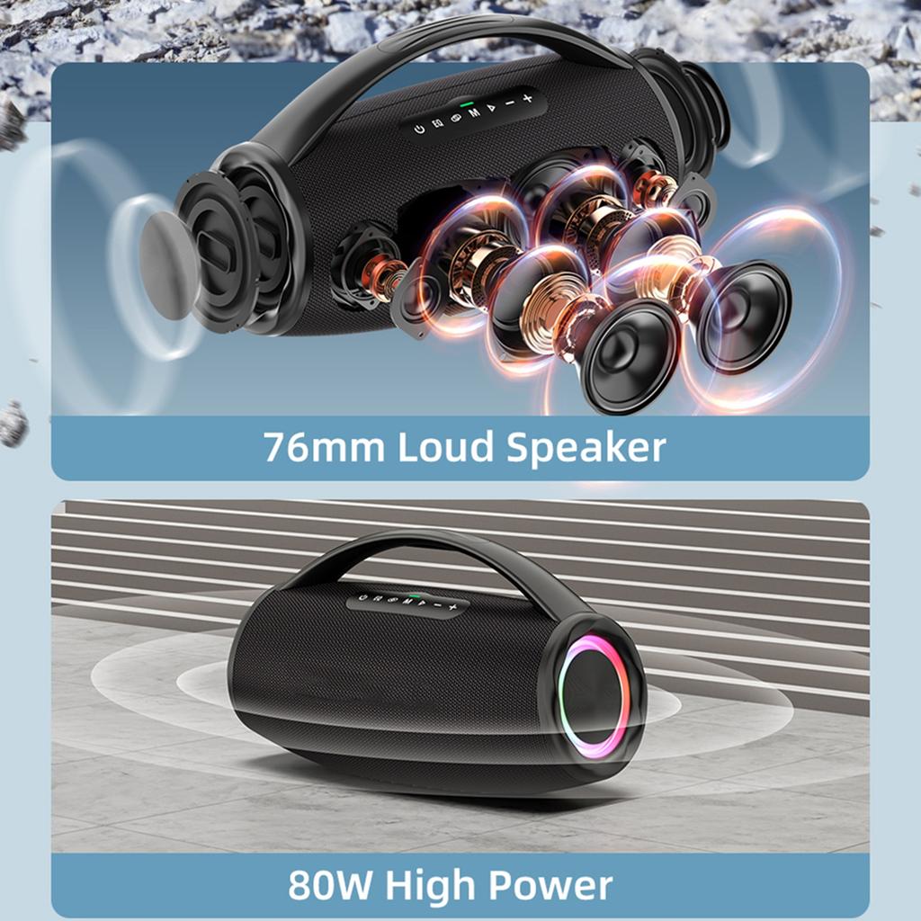 ZEALOT BT Speaker Wireless Stereo Speaker with 80W Booming Sound Colorful Lights Waterproof Portable Speaker for