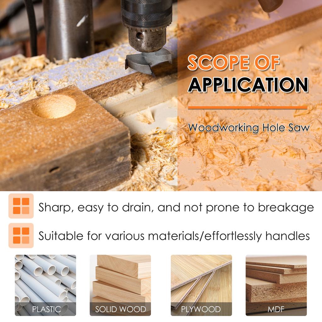 16mm-55mm Forstner Carbon Steel Boring Drill Bits Woodworking Self Centering Hole Saw Cemented Carbide Wood Cutter Tools Set