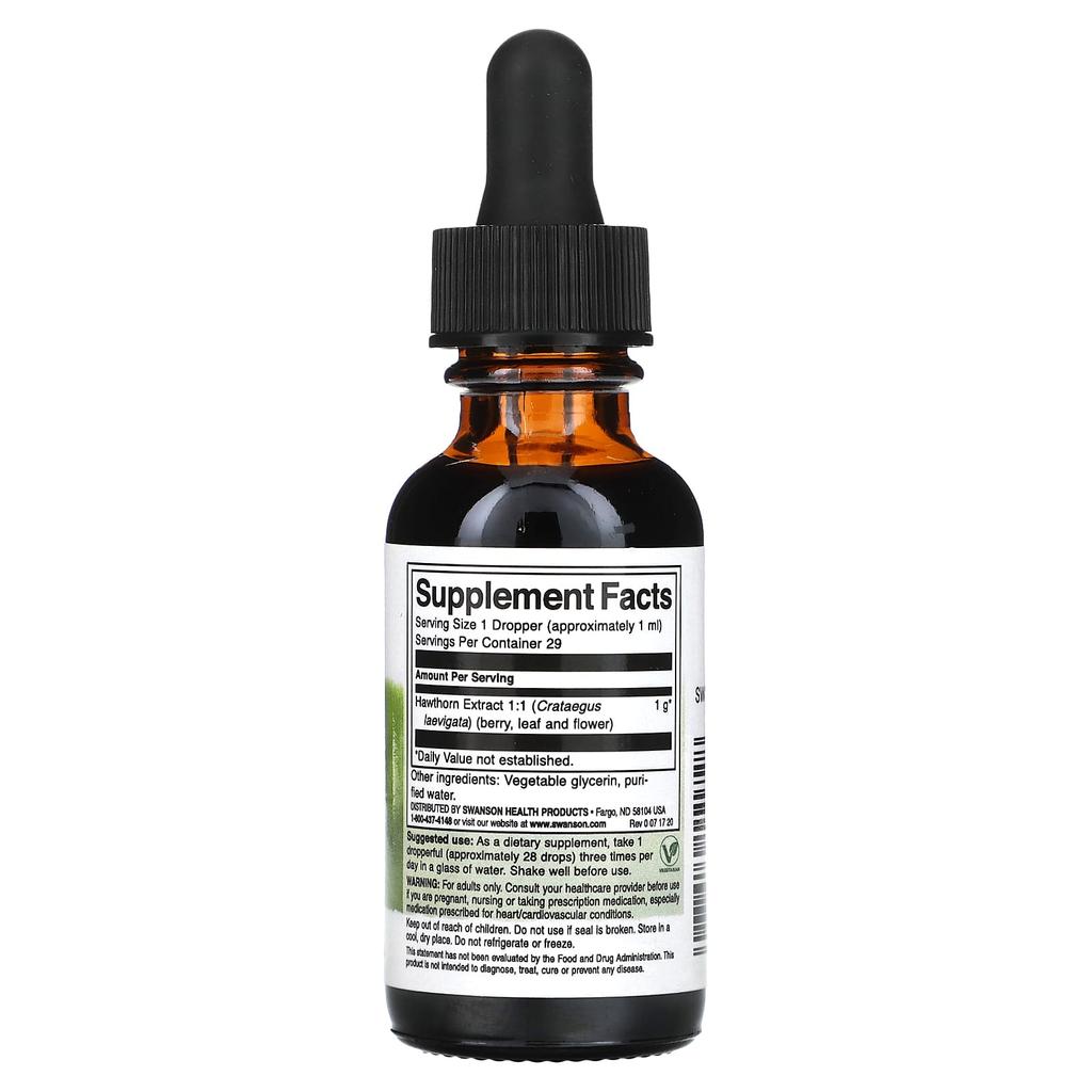 Hawthorn Berry Liquid Extract, Alcohol & Sugar Free, 29.6 mL (1 Fl Oz) (1,000 Mg Per Serving)