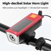 Solarny reflektor rowerowy 5-trybowy akumulator USB 1200mAh 400 lumenów Solar Horn Light