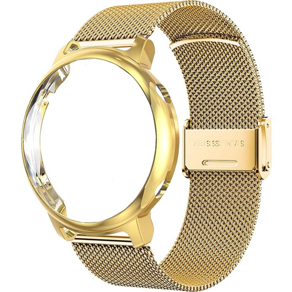 Mailänder Armband + Gehäuse mit Displayschutz für Huawei Watch GT 2 46mm, Gold
