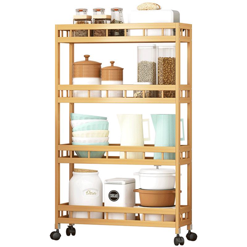 Movable Narrow Kitchen Storage Rack: Multi-Layer, Floor-Standing, Multi-Functional Organizer for Seasonings and Daily Essentials