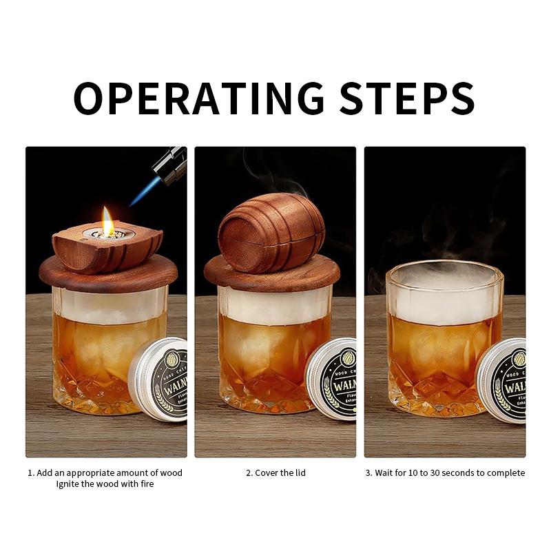 Bourbon Whiskey Smoker Kit - with Ice Ball Mold Old Fashioned Chimney Drink Smoker Infuser for Cocktails and Bar Kitchen Tools