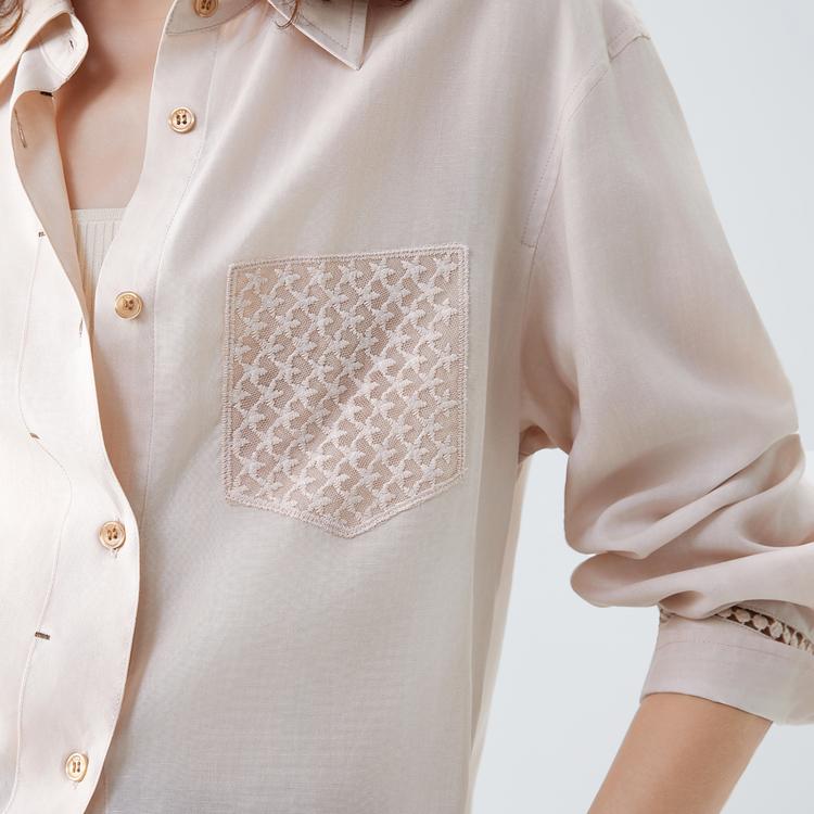 ELLE Elegant Textured Commuter Long Sleeve Shirt Women shirts EC52456