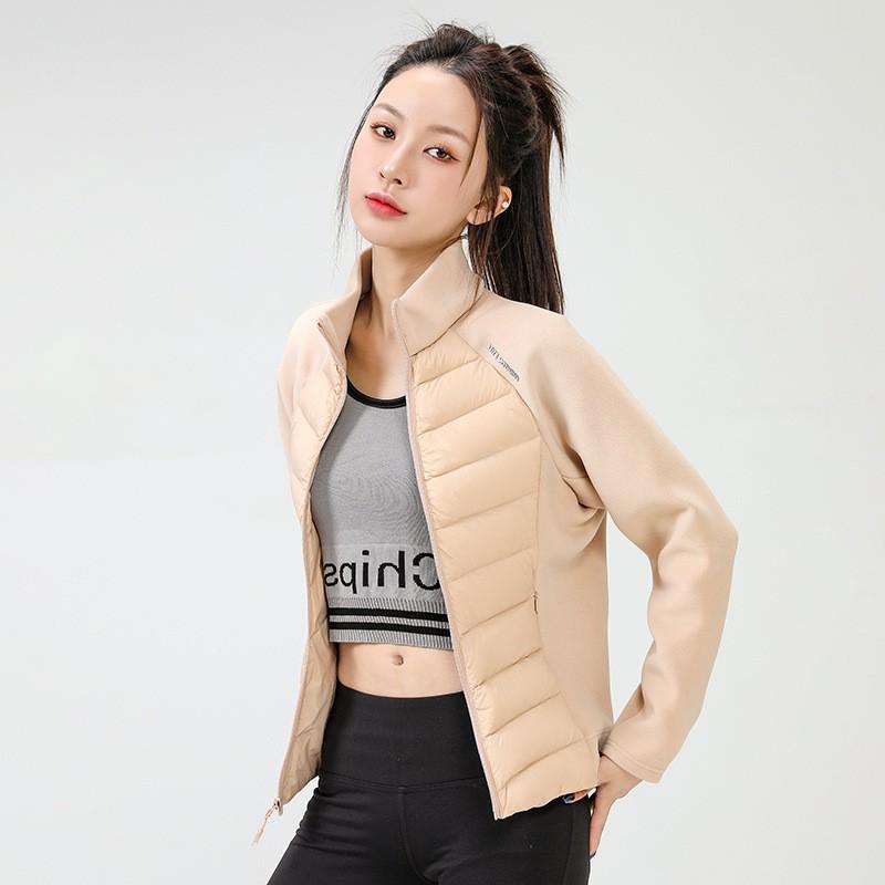 Womens Lightweight Down Jacket With Stand Collar 90% White Duck Quick-Dry Outdoor Yoga Coat Winter